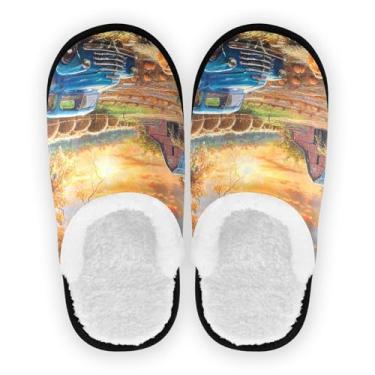 Imagem de Chinelo de oliva para uso interno, masculino, leve, hospitalar com bolsa de armazenamento, Caminhão Autumn Farm, 9-12 US Women/9-12 US Men