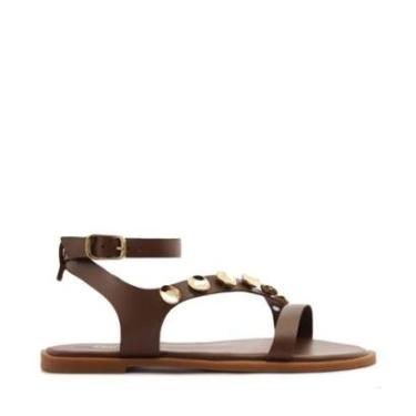 Imagem de Sandalia Anacapri Rasteira Aplicações Couro Marrom-Feminino