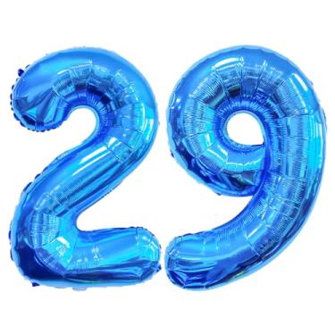 Imagem de GFIURNJVVBJH Balão gigante de 29 números, número de 81 cm, para decoração de festa de formatura de aniversário de 29 anos, casamento, formatura, celebração, festa, azul, 29