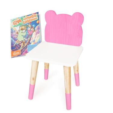 Imagem de Cadeira Infantil de Madeira Urso Rosa 2 - Eita Casa Perfeita