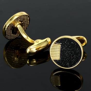 Imagem de Abotoaduras coloridas de concha design céu estrelado abotoaduras elegantes para homens mulheres acessórios ternos e camisas de negócios, one size, Metal, Sem Pedra Preciosa