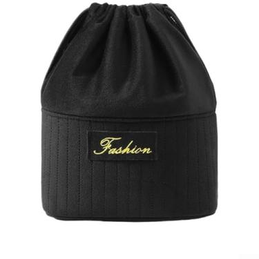 Imagem de Bolsa de armazenamento de cosméticos portátil, grande capacidade, compartimentada para viagens, viagens de negócios e artigos de higiene pessoal - preta.