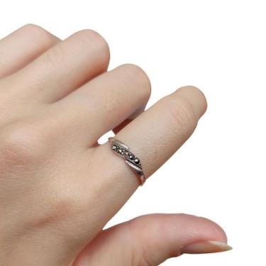 Imagem de Anel em Prata 925 Aliancinha Envelhecido com Marcassitas - Anels Joalh