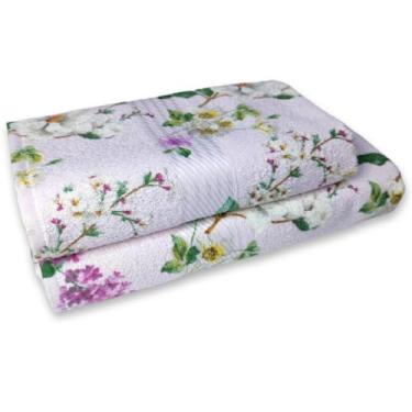 Imagem de Jogo Toalha de Banho e Rosto Felpuda 2 Peças - Algodão com Detalhes em Viscose e Alta Absorção (Clara)