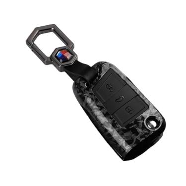 Imagem de Capa de chave de carro de fibra de carbono ABS compatível com VW Golf 7 MK7 Tiguan MK2 compatível com SEAT Ateca Leon FR 2 Ibiza compatível com Skoda Octavia(A F-Carbon Set 2)