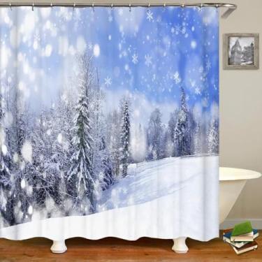 Imagem de Cortinas de chuveiro de árvore de neve de inverno decoração tecido impermeável cortina de banho cenário natural porta de banheiro tela grande 80 x 160 cm/LxA cortina de chuveiro antimofo