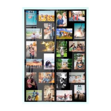 Imagem de Quadro Multifotos para Parede 24 Fotos 10x15 – Painel Decorativo 60x90cm em Madeira com Fundo Preto e Acetato, Moldura Criativa para Sala e Quarto(Branco)