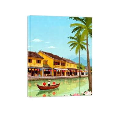 Imagem de Pôster paisagem - Rio cidade - Impressões em Tela - Imagem Moderna Natureza para Sala de Estar Decoração 30x40cm Tela Embrulhada