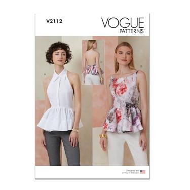 Imagem de Vogue V2112U5 Misses' mangas Peplum Tops pacote de padrão de costura, código de design V2112, tamanhos 16-18-20-22-24