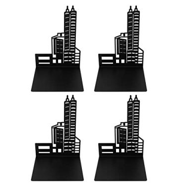 Imagem de Suporte para livros, prateleira de metal resistente para livros, tamanho ajustável, almofadas de espuma antiderrapantes para livros, cds, dvds, revistas, preto clássico, 4 peças (S é muito verdadeiro)