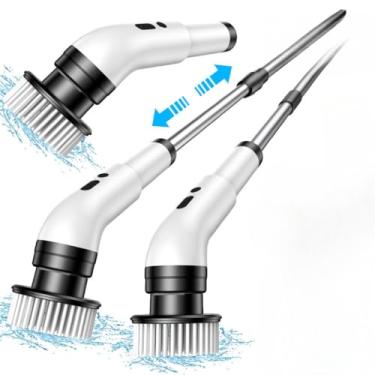 Imagem de Escova elétrica de limpeza doméstica multiuso recarregável e portátil (9 Cabeças De Escova Com Cabo)