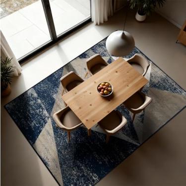 Imagem de 1 Tapete Sala de Jantar Mesa Grande 150X200 Js Do Cr Vr (M20 Azul - Geométrico Moderno)