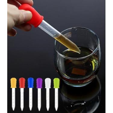 Imagem de 6 conta-gotas de líquido de 5 ml com marca de medidas - conta-gotas de transferência de pipetas de silicone e plástico com ponta de lâmpada para doces, óleo de cozinha, fabricação de gomas - Pipeta de