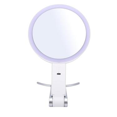 Imagem de HURRISE Espelho de Maquiagem LED, Espelho de Maquiagem Dupla Face Com Ampliação de 30X Com Luz, Com Suporte Em Forma de C para Casa e Viagens