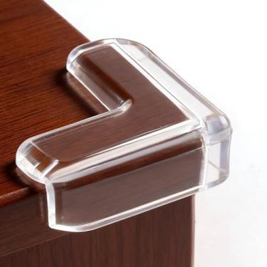 Imagem de Protetores de canto transparentes em forma de L para proteção de bebês – Pacote com 8 protetores de borda de móveis espessos para mesas, armários e cantos afiados, amortecedores de segurança