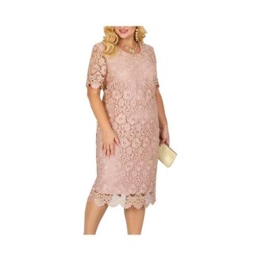 Imagem de Vestido Midi Elegante Com Bordado Floral Branco plus Size Para Festa D