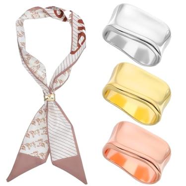 Imagem de DOPENSPI 3 anéis de cachecol para mulheres, clipes de cachecol de metal dourado prateado minimalista, geométrico, fivela, broche, cachecóis de seda, clipe para lenços de seda, acessórios de moda