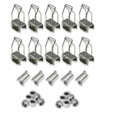 Imagem de Kit 10 Presilhas Gafanhoto Mola Fixar Perfil Led Gesso Sanca