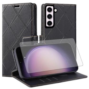 Imagem de Asuwish Capa de telefone para Samsung Galaxy S23 Plus S23+ 5G capa carteira com protetor de tela de vidro temperado PU couro sintético flip porta-cartões celular S23plus 23S + S 23 23+ SM-S916U 16.8