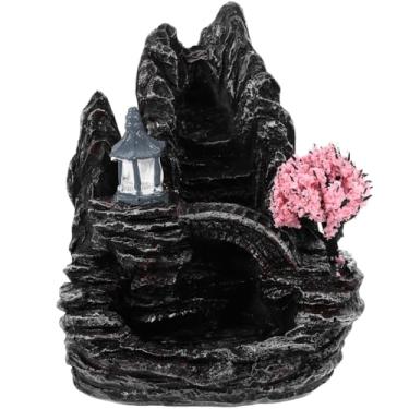 Imagem de KALLORY Queimador de incenso decorativo de resina refluxo, suporte de cone de incenso em cascata, incensário de aromaterapia rosa para meditação de ioga e escritório em casa