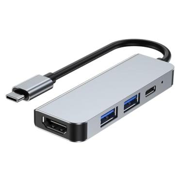 Imagem de Hub tipo C 4 em 1, adaptador tipo C para HDTV, suporta TV UHD 4K, entrega de energia PD 100W, compatível com USB 3.0 e USB 2.0, estação HDTV
