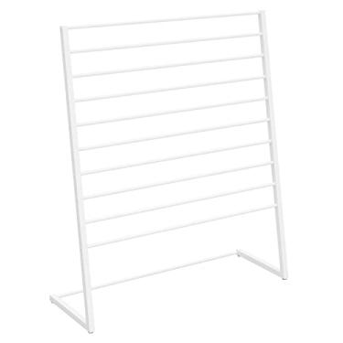 Imagem de HHHJQFAAT Lenços Brancos Calças Xales Toalhas Suporte de Exibição, Papel de Embrulho de Metal Independente Rack Suporte de Fita Gravatas Prateleira Organizadora (Tamanho: 100 x 40 x 145 cm) (Cor Única