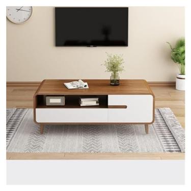 Imagem de Mesa central de madeira maciça de canto arredondado mesa de centro para sala de estar doméstico novo estilo chinês moderno simples pequena sala de estar mesa de centro mesa de quarto (A)