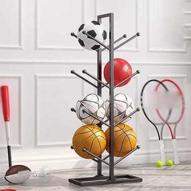 Imagem de Suporte de basquete, rack de armazenamento de bola vertical de metal, suporte de armazenamento vertical adequado para salão de basquete, preto-4 níveis