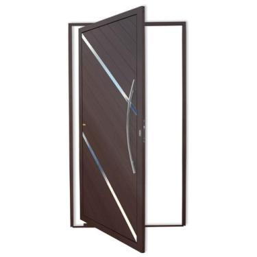 Imagem de Porta de Alumínio Pivotante Lambril 210x120cm com Puxador Super Corten