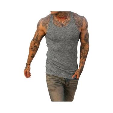 Imagem de Camiseta Regata Masculina De Verão Com Listras Para Academia, Sem Mang