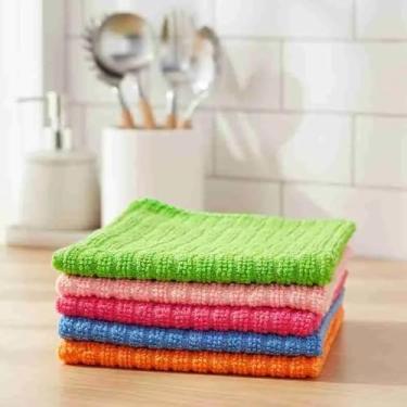 Imagem de Kit 5 Panos De Microfibra Para Limpeza Automotiva E Doméstica Em Fibra De Poliéster