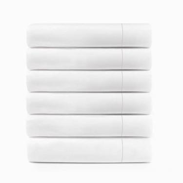 Imagem de Superior Lençóis de cama de algodão percal de qualidade de hotel, lençóis leves, uso comercial ou pessoal, hotel, Airbnb, cama de massagem, pacote a granel, roupa de cama essencial, branco brilhante
