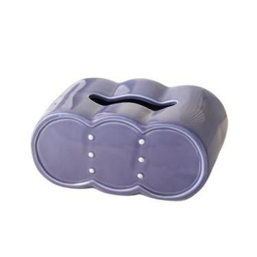 Imagem de x3anggyt5 Caixa de lenços quadrada de cerâmica para casa quarto sala de estar mesa organizador caixa de lenços (roxo)