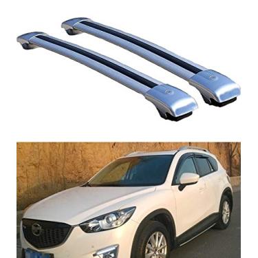 Imagem de YiXi-Partswell 2 peças de rack de teto travável barras transversais bagageiro alumínio adequado para Mazda CX-5 CX5 2012-2016 - prata