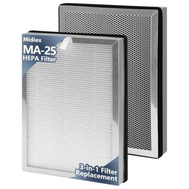 Imagem de 2 filtros de substituição MA25 compatíveis com purificador de ar MA-25 Series S1/B1/W1, 3 em 1 H13 Ture HEPA com pré-filtro de carvão ativado