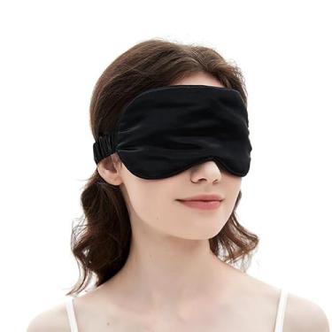 Imagem de Máscara de dormir com alça ajustável, máscaras de olhos para dormir, cobertura de sombra de bloqueio de olhos, leve e respirável para viagens, escritório, uso doméstico, preta
