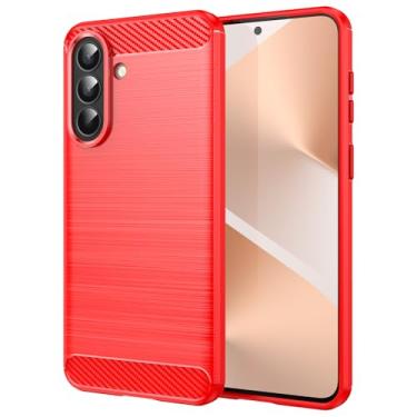 Imagem de Capa para Samsung Galaxy A57 5G Capa,Material de fibra de carbono,Macio antiderrapante,anti-óleo,Proteção total de capa de telefone compatível com Samsung Galaxy A57 5G-Red