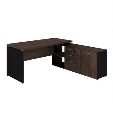 Imagem de Mesa Em L Web40 1,90 X 1,60 40mm Com Armário - Marsala/preto