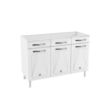 Imagem de Balcão De Cozinha De Aço Triplo Telasul Branco Para Pia