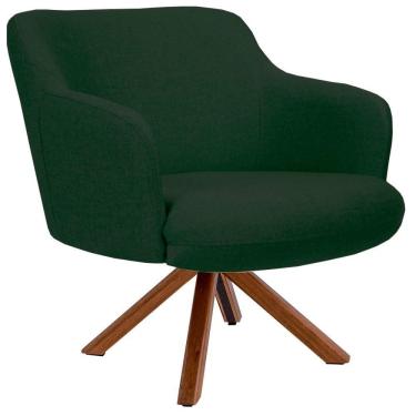 Imagem de Poltrona Giratória Base Madeira Jade C-117 Linho Verde Musgo
