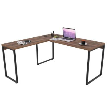Imagem de Mesa De Escritório Office Em L 150x150cm Estilo Industrial Prisma C08 Nogal - Mpozenato