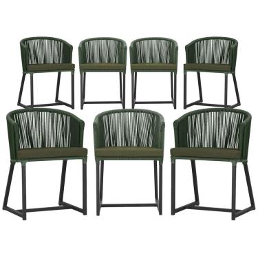 Imagem de 7 Cadeiras De Jantar área Noronha Preta E13 Trama  Verde