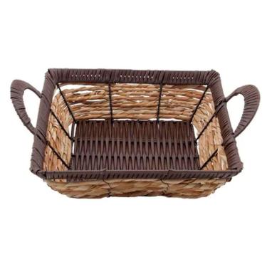 Imagem de Cesto Multiuso Porta Frutas Palha Fruteira Com Alça 32cm