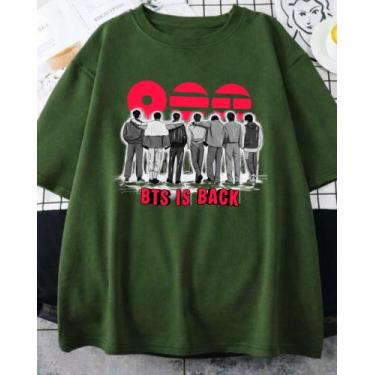 Imagem de Camiseta BTS Is Back Tour 2026 Aesthetic Unissex - Sneko Store, Verde,
