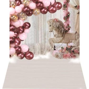 Imagem de Fundo Fotográfico Newborn Tecido Cavalinho Balões 1,50X2,20