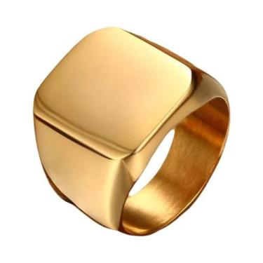 Imagem de Anel Masculino De Aço Inoxidável Preto Quadrado De 12,5mm Com Topo De 