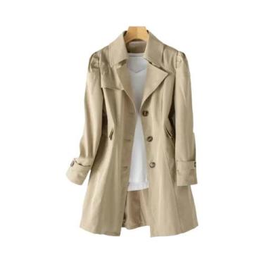 Imagem de Casaco Feminino Longo Casual Corta-Vento Moda Coreana Primavera Outono