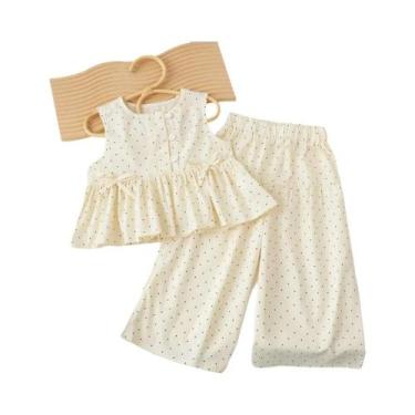 Imagem de Conjunto De Roupas Infantis Com Camisa Sem Mangas Em Xadrez Retro E Ca