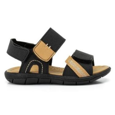 Imagem de Sandália Infantil Papete klin Tic Tac Casual Preto/Ocre-Masculino