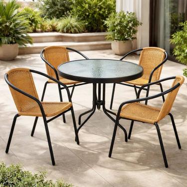 Imagem de Conjunto De Varanda E Jardim Mesa 80cm E 4 Cadeiras - Capri